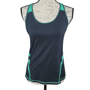 Gilly Hicks Sport Women's Size Medium Black Green Mesh Racerback Athletic Tank